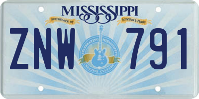 MS license plate ZNW791