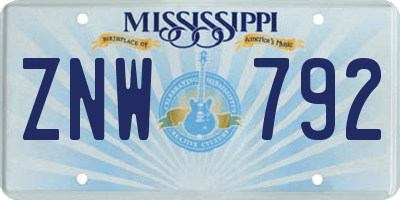 MS license plate ZNW792
