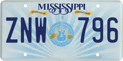 MS license plate ZNW796
