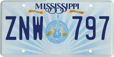 MS license plate ZNW797