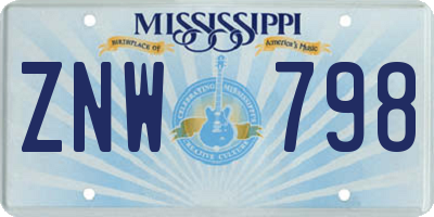 MS license plate ZNW798