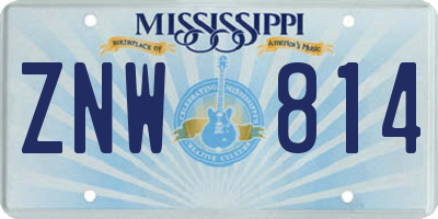 MS license plate ZNW814