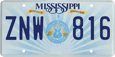 MS license plate ZNW816