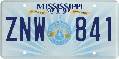 MS license plate ZNW841