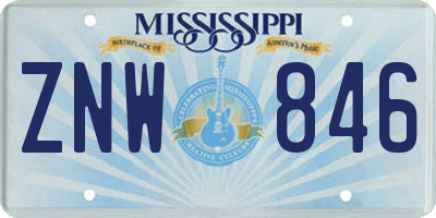 MS license plate ZNW846