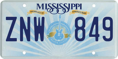 MS license plate ZNW849