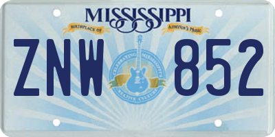 MS license plate ZNW852