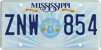 MS license plate ZNW854