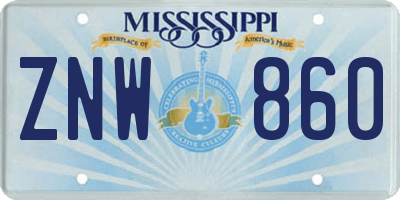 MS license plate ZNW860