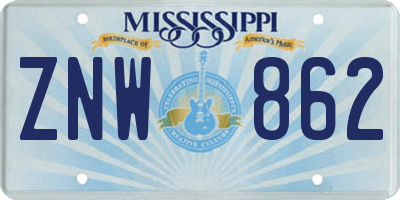 MS license plate ZNW862