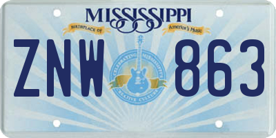 MS license plate ZNW863