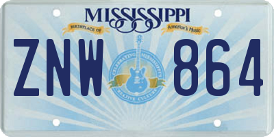 MS license plate ZNW864