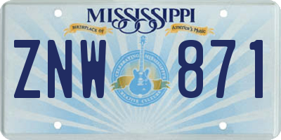 MS license plate ZNW871