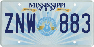 MS license plate ZNW883