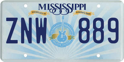 MS license plate ZNW889