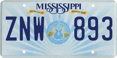 MS license plate ZNW893