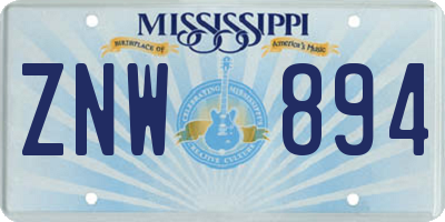 MS license plate ZNW894