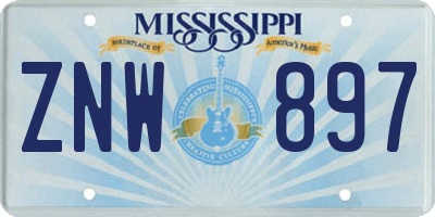 MS license plate ZNW897