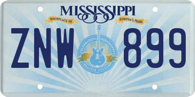 MS license plate ZNW899