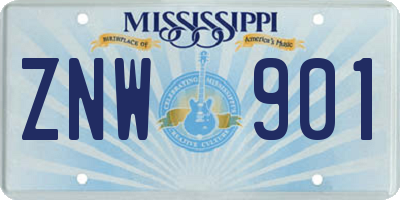 MS license plate ZNW901