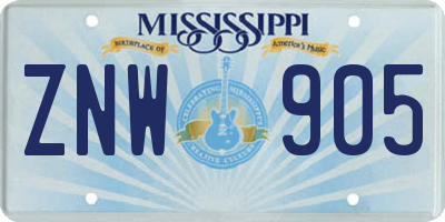 MS license plate ZNW905