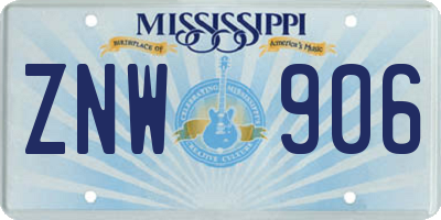 MS license plate ZNW906