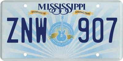 MS license plate ZNW907