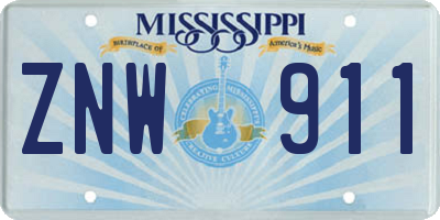 MS license plate ZNW911