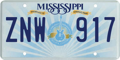 MS license plate ZNW917