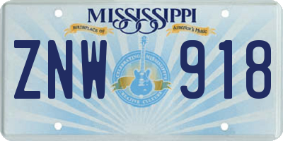 MS license plate ZNW918