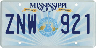 MS license plate ZNW921