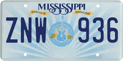 MS license plate ZNW936