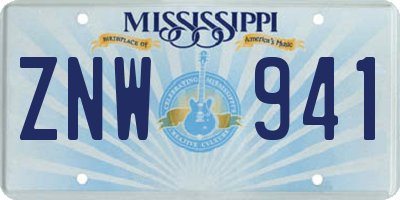 MS license plate ZNW941