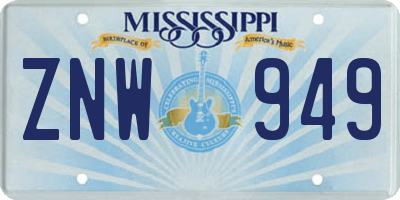 MS license plate ZNW949