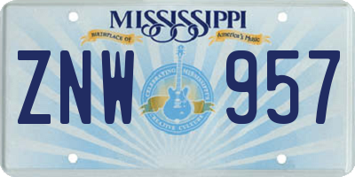 MS license plate ZNW957