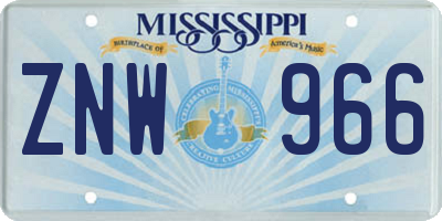 MS license plate ZNW966