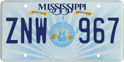 MS license plate ZNW967