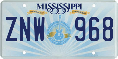 MS license plate ZNW968