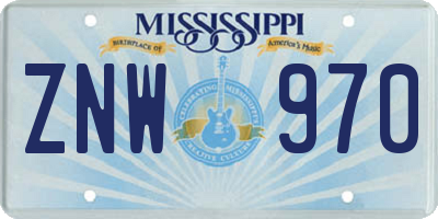 MS license plate ZNW970