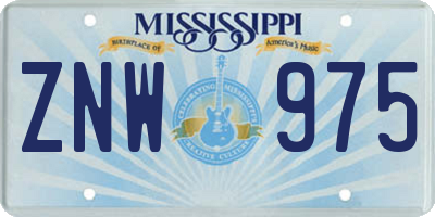 MS license plate ZNW975