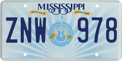 MS license plate ZNW978