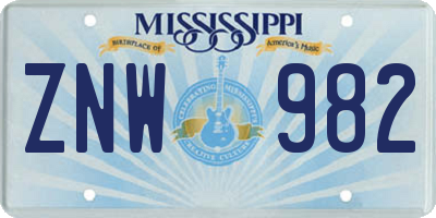 MS license plate ZNW982