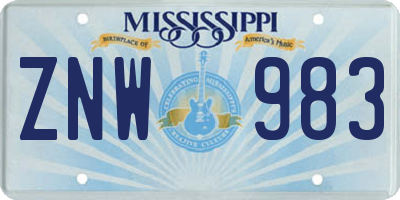 MS license plate ZNW983