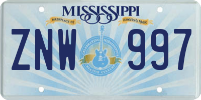 MS license plate ZNW997