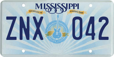 MS license plate ZNX042