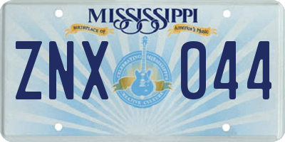 MS license plate ZNX044
