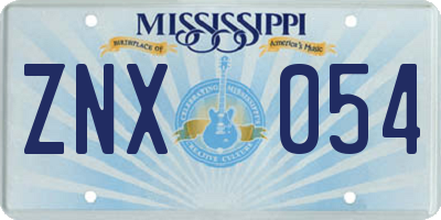 MS license plate ZNX054