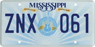 MS license plate ZNX061