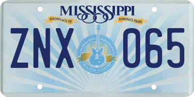 MS license plate ZNX065