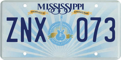 MS license plate ZNX073